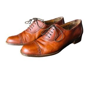 Salvatore Ferragamo Women’s Oxford Shoes 8.5 AA Brown Leather Vintage Italy